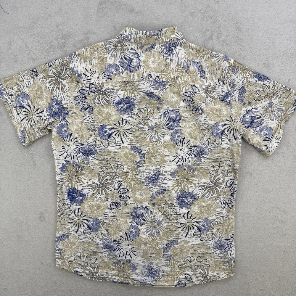 Weatherproof Vintage Button Up Shirt Mens Large White Floral Linen Blend Beach - Picture 9 of 10